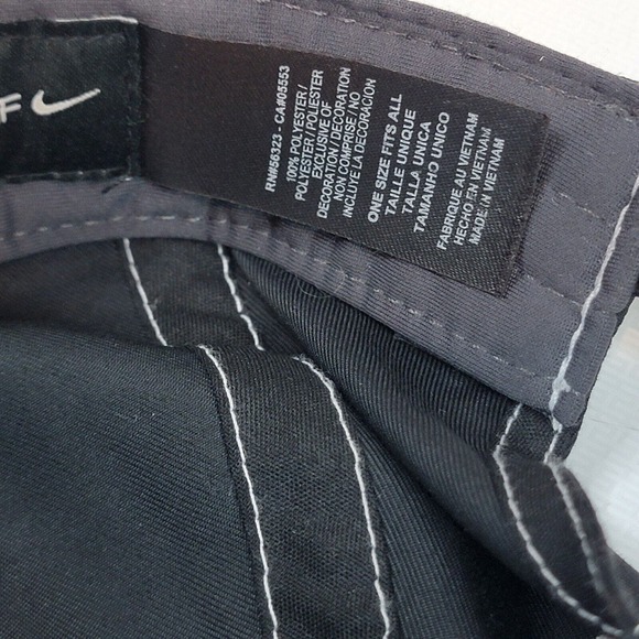 Nike Golf Mens Black White Outline Tech Adjustable Strapback Hat Cap Lightweight - Picture 9 of 10